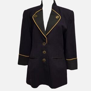 Vintage Equator Wool Blend Military Band Jacket Blazer in Deep Purple - Size S